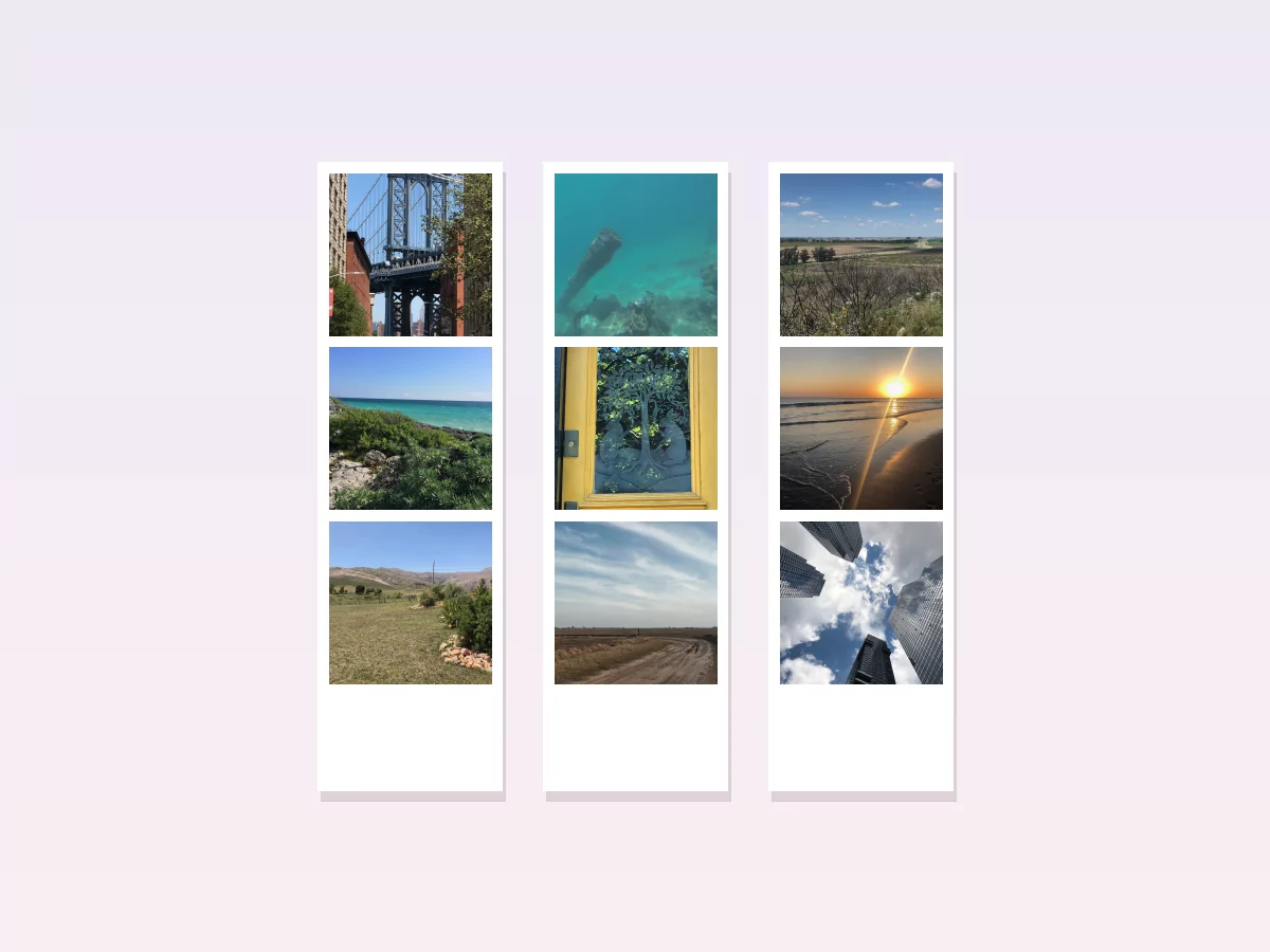 Ejemplos digitales de Tiras de fotos 5 × 17 con fotografías de paisajes