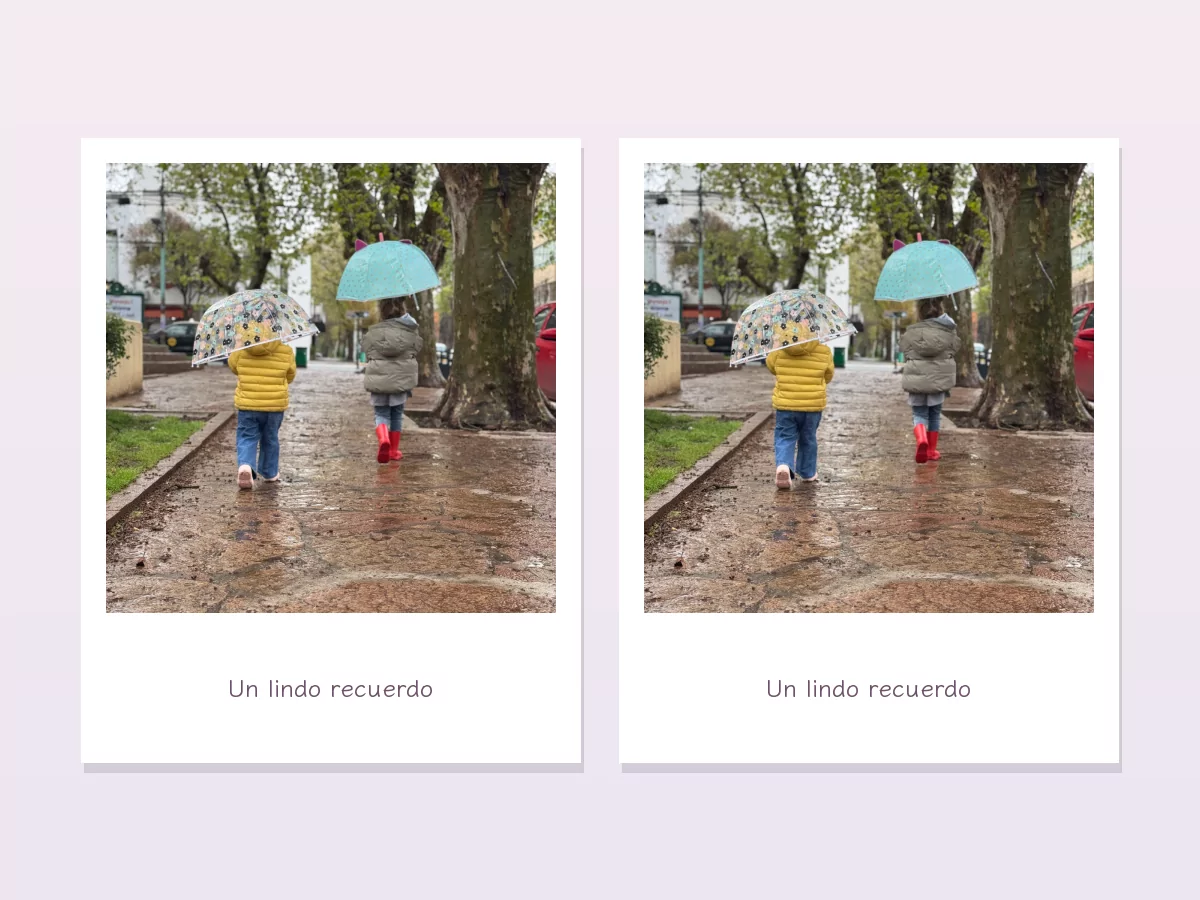 Ejemplo de Souvenir Polaroid con sus proporciones y márgenes de impresión